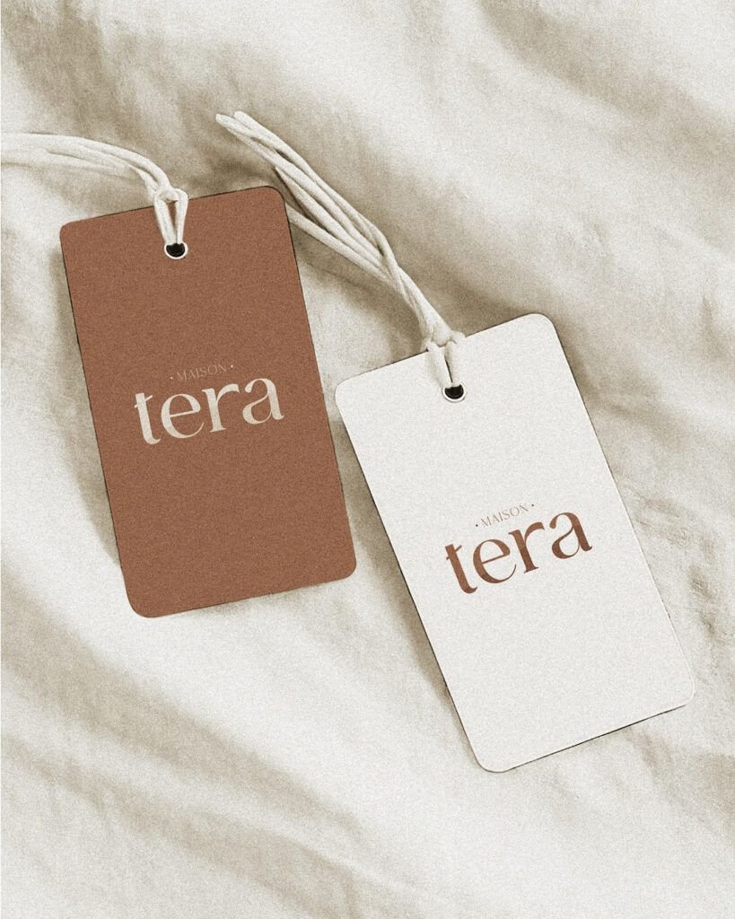 Étiquettes Maison Tera en papier kraft et blanc